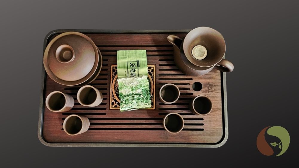 Masawi Gongfu-Cha Genuss-Set – Ton-Gaiwan mit Tablett & Li Shan Oolong