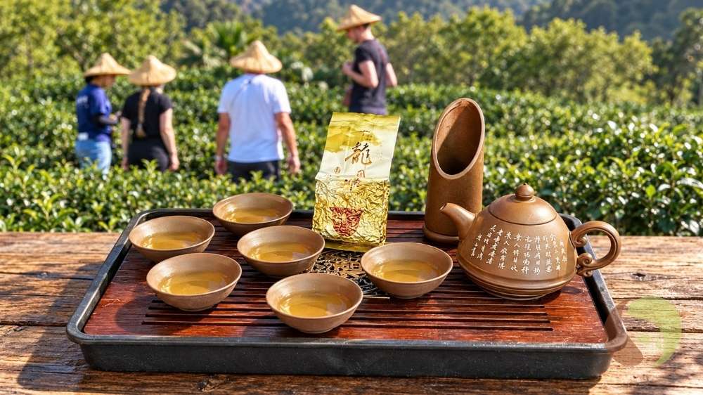 Masawi Gongfu-Cha Genuss-Set – filigranes Tonservice mit Tablett & Shan Lin Xi Oolong