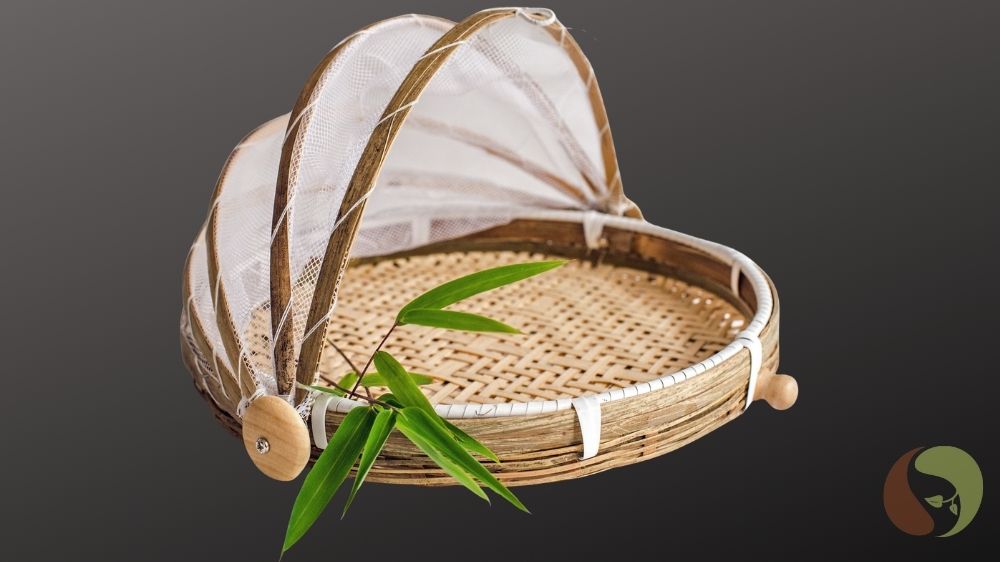 Bambus Tablett mit Insektenschutz