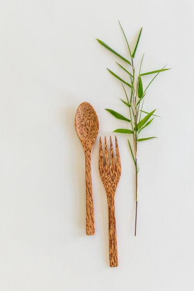 Kokospalmholz-Besteck, 19 cm