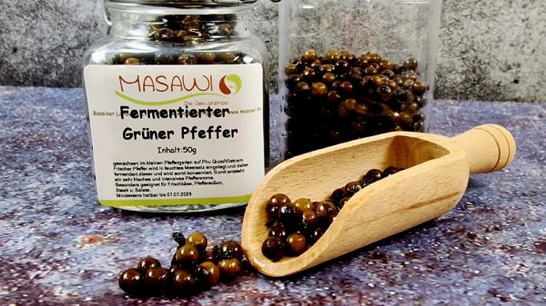 Fermentierter grüner Phu-Quoc Pfeffer 50 g im Bügelglas
